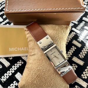 Michael Kors watch with brown leather band